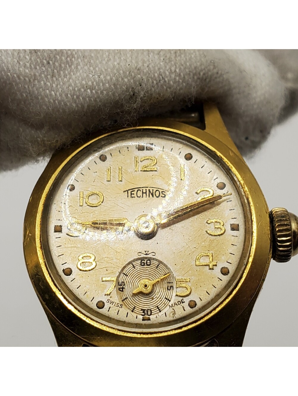 Vintage Technos Gold Filled 20 Microns Sub Dial Mechanical Watch Women Running - Picture 12 of 12